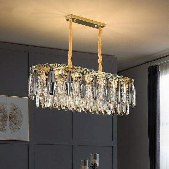 Minimalist Crystal Leaf Pendant Light - Elegant Chandelier For Bedroom 10 / Clear