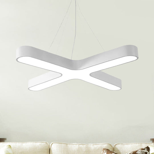 Modern White/Black/Gold Cross Hanging Lamp - 23.5/35.5 Wide Led Metal Ceiling Pendant Light With