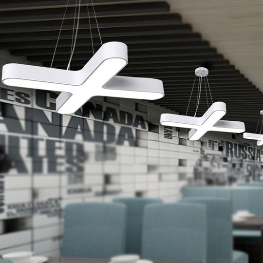 Modern White/Black/Gold Cross Hanging Lamp - 23.5’’/35.5’’ Wide Led Pendant Light With