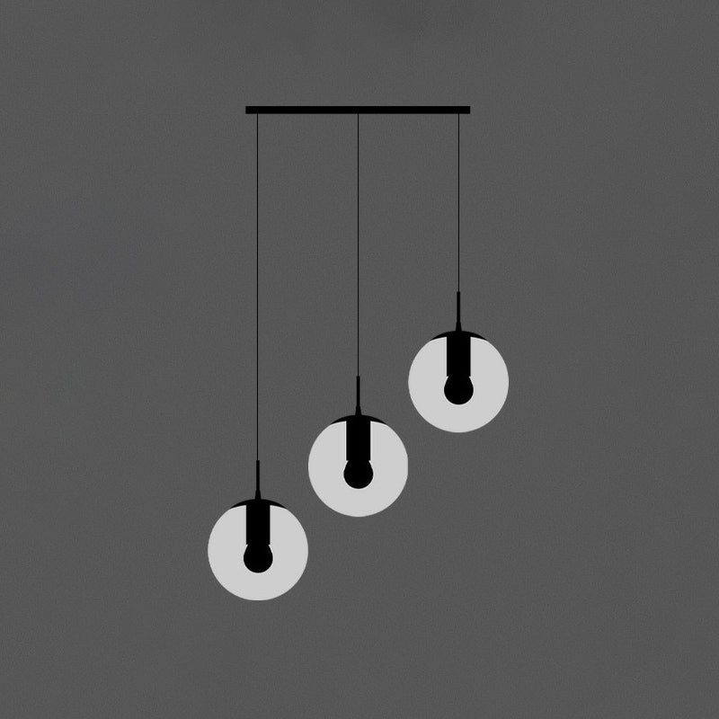 Black Globe Pendant Light Fixture With Cream Glass - Perfect For Stairs And Multiple Hanging Lights