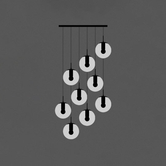 Black Globe Pendant Light Fixture With Cream Glass - Perfect For Stairs And Multiple Hanging Lights