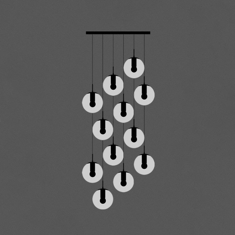 Minimalist Black Globe Pendant Light With Cream Glass - Ideal For Stairways 12 /