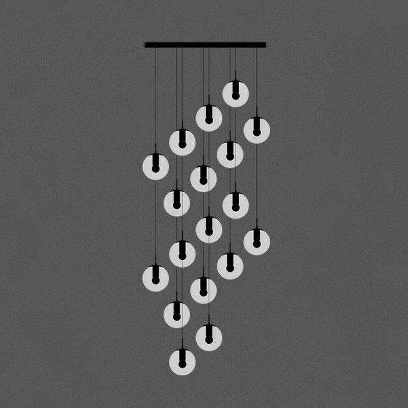 Black Globe Pendant Light Fixture With Cream Glass - Perfect For Stairs And Multiple Hanging Lights