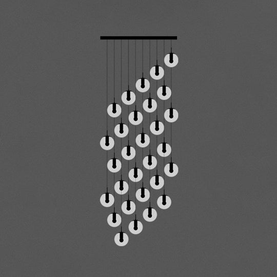 Minimalist Black Globe Pendant Light With Cream Glass - Ideal For Stairways 29 /