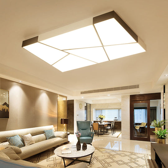 Modern Minimalist Led Ceiling Lamp: Black - White Acrylic Flush Mount Light For Living Room