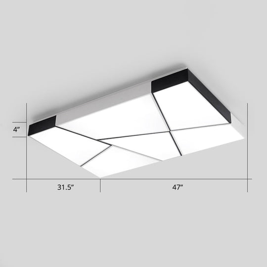Modern Minimalist Led Ceiling Lamp: Black-White Acrylic Flush Mount Light For Living Room White / 47
