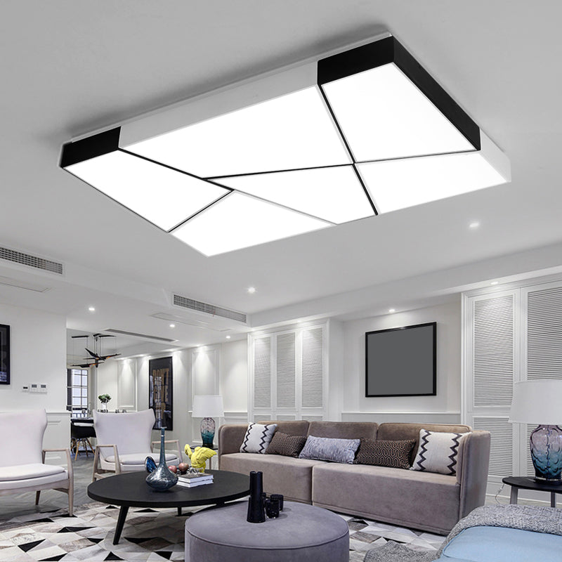 Modern Minimalist Led Ceiling Lamp: Black - White Acrylic Flush Mount Light For Living Room