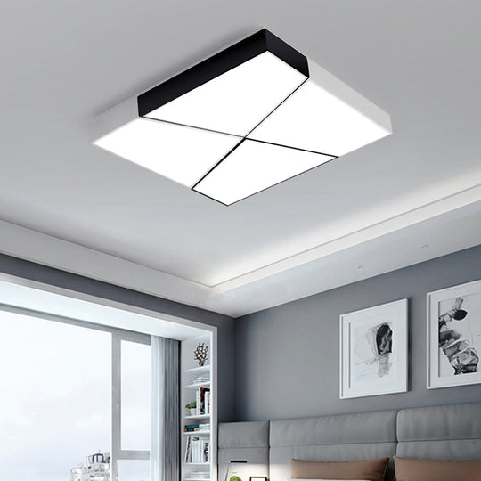 Modern Minimalist Led Ceiling Lamp: Black - White Acrylic Flush Mount Light For Living Room