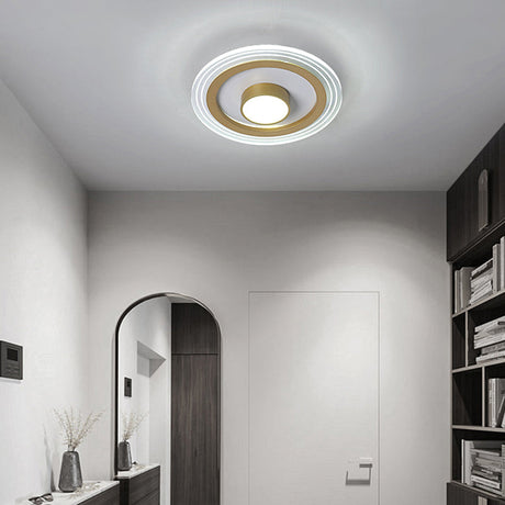 Minimalist Gold Led Flushmount Foyer Light Small Acrylic Ceiling Flush Mount / White Round