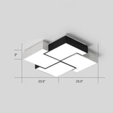 Modern Led Pinwheel Flush Mount Nordic Ceiling Light For Bedroom - Black And White Metal Finish