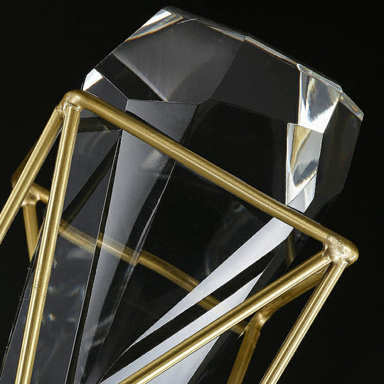 Modern Brass Wall Sconce With Crystal Rock Deco Metal Light Fixture