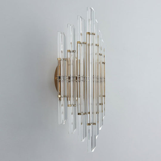 Minimalist Led Wall Sconce Light With K9 Crystal Strip - Rhombus Design For Living Room