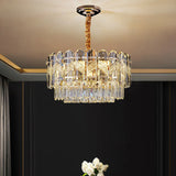 Modern K9 Crystal Hanging Lamp For Bedroom - Clear And Layered Design / 19.5