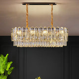 Modern K9 Crystal Hanging Lamp For Bedroom - Clear And Layered Design / 31.5