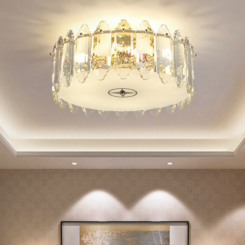 Clear Crystal Flush Mount Ceiling Light Fixture - Elegant 6 - Light Lighting For Bedroom