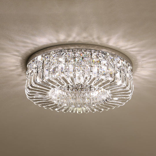 Minimalist Flush Light: Crystal Shade Bedroom Ceiling Lamp Chrome / 16