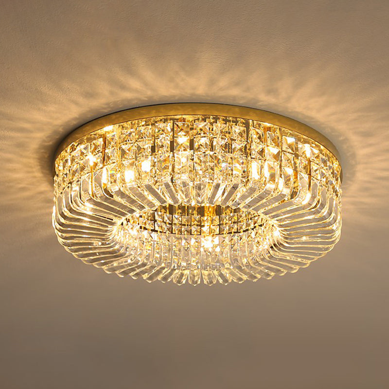 Minimalist Flush Light: Crystal Shade Bedroom Ceiling Lamp Gold / 16’