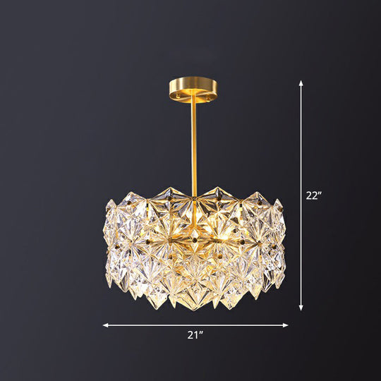Gold Crystal Hexagonal Modernist Chandelier For Dining Room 9 /