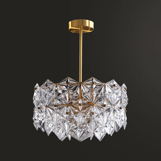 Gold Crystal Hexagonal Modernist Chandelier For Dining Room