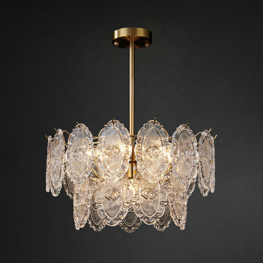 Modern Glass Gold Chandelier - Tiered Pendant Lighting For Dining Room