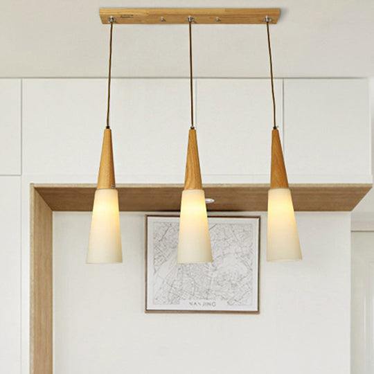 Opal Glass Slim Cone Pendant Light In White - Simple Style For Corridors 3 /