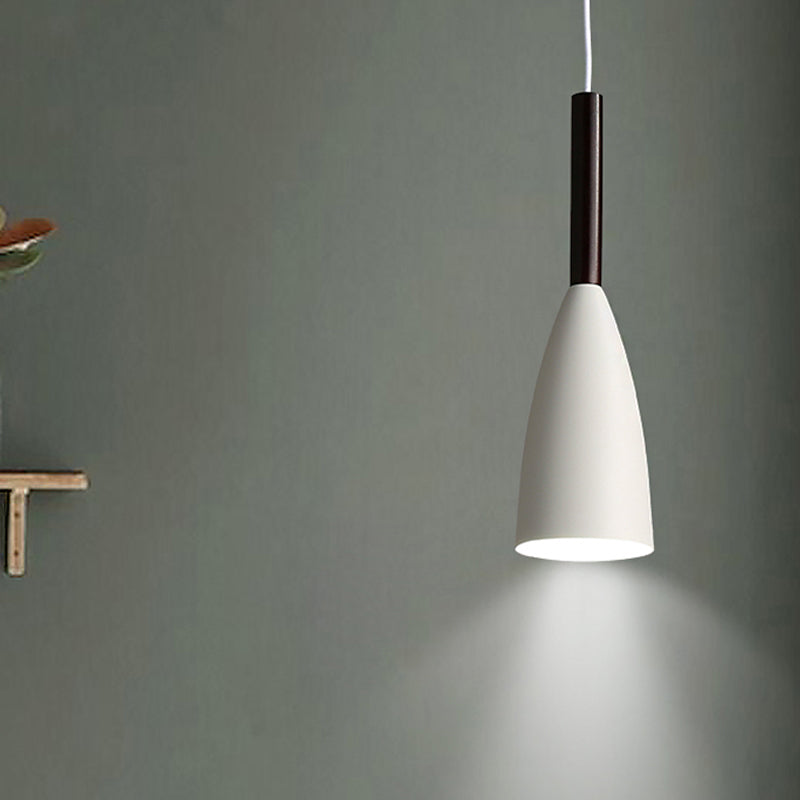 Modern Metallic Cone Pendant Lamp With Curved Design For Restaurants White
