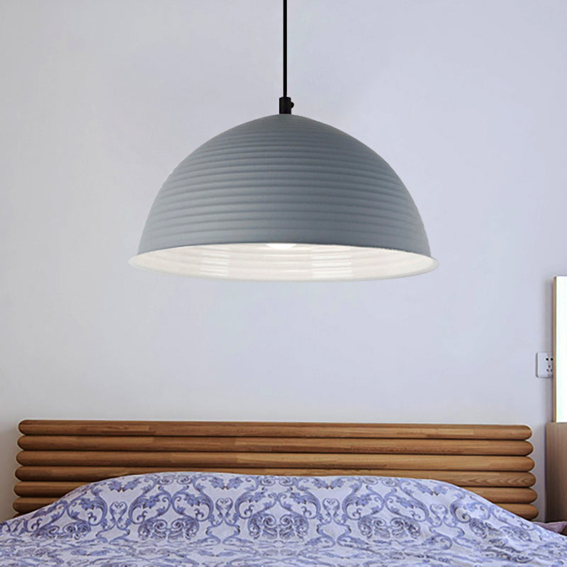 Cafe Store Ridged Domed Pendant Light - Aluminum 12/16 1 Nordic Style Suspension Lamp