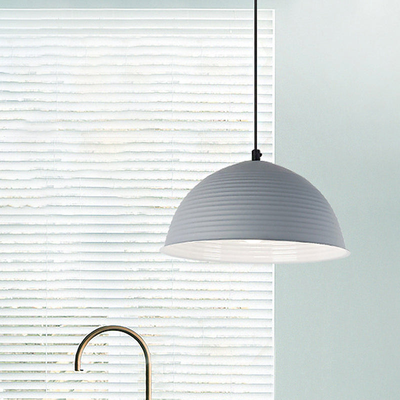 Cafe Store Ridged Domed Pendant Light - Aluminum 12/16 1 Nordic Style Suspension Lamp