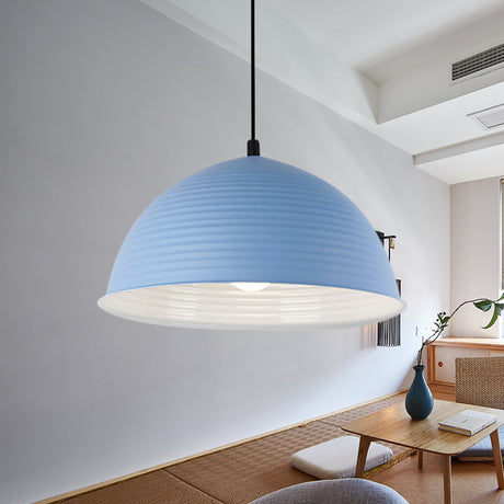 Cafe Store Ridged Domed Pendant Light - Aluminum 12/16 1 Nordic Style Suspension Lamp