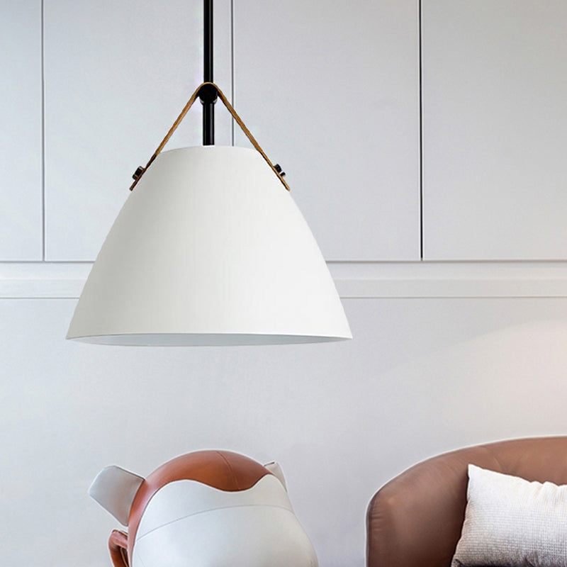 Nordic Curved Coolie Pendant Light - Sleek Aluminum Hanging Lamp In Chic Black/Blue/Grey/Pink/White