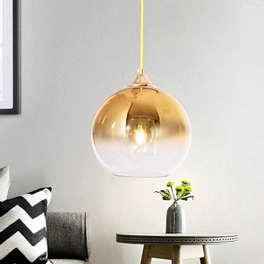 8/10/12 Nordic Glass Globe Pendant Lighting - 1-Light Sliver/Gold/Rose Gold Hanging Light / 8