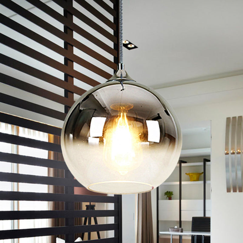 8/10/12 Nordic Glass Globe Pendant Lighting - 1-Light Sliver/Gold/Rose Gold Hanging Light