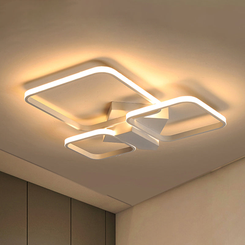 Sleek Square Led Acrylic Semi-Flush Ceiling Light In Warm/White