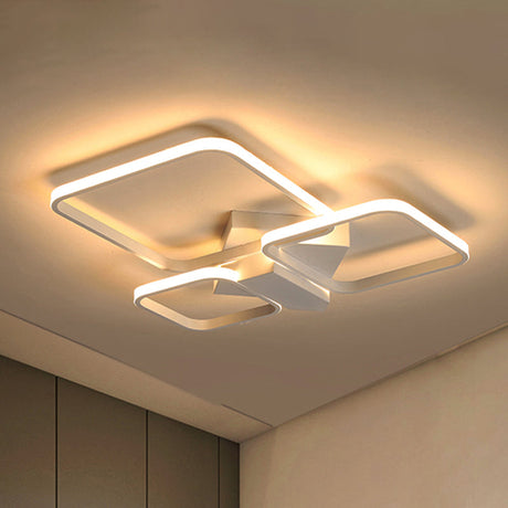 Sleek Square Led Acrylic Semi-Flush Ceiling Light In Warm/White