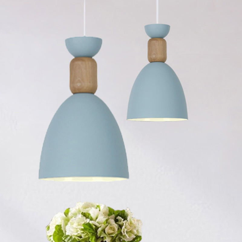 Macaron Dining Room Suspended Light Fixture With Metal And Wood Accents