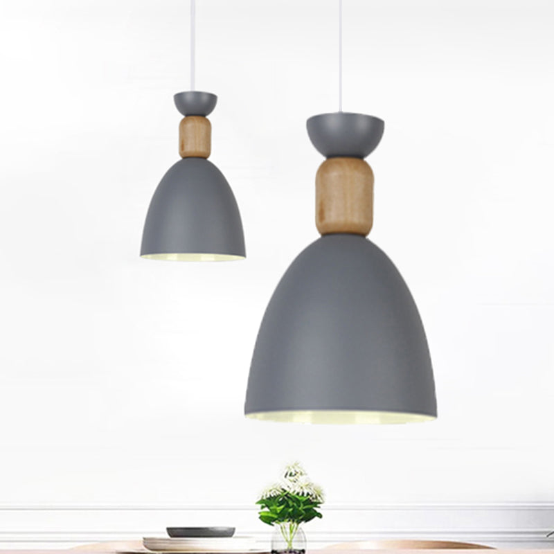 Macaron Dining Room Suspended Light Fixture With Metal And Wood Accents