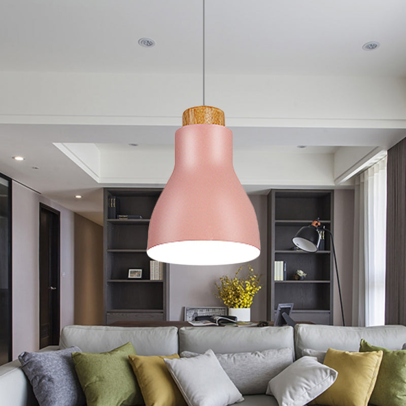 Nordic Half-Bottle Pendant Light - Stylish Metallic Hanging For Balcony And Study Room Pink