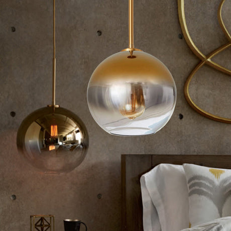 Nordic Glass Globe Pendant Lighting - 8’/10’/12’W 1 Light Sliver/Gold Hanging