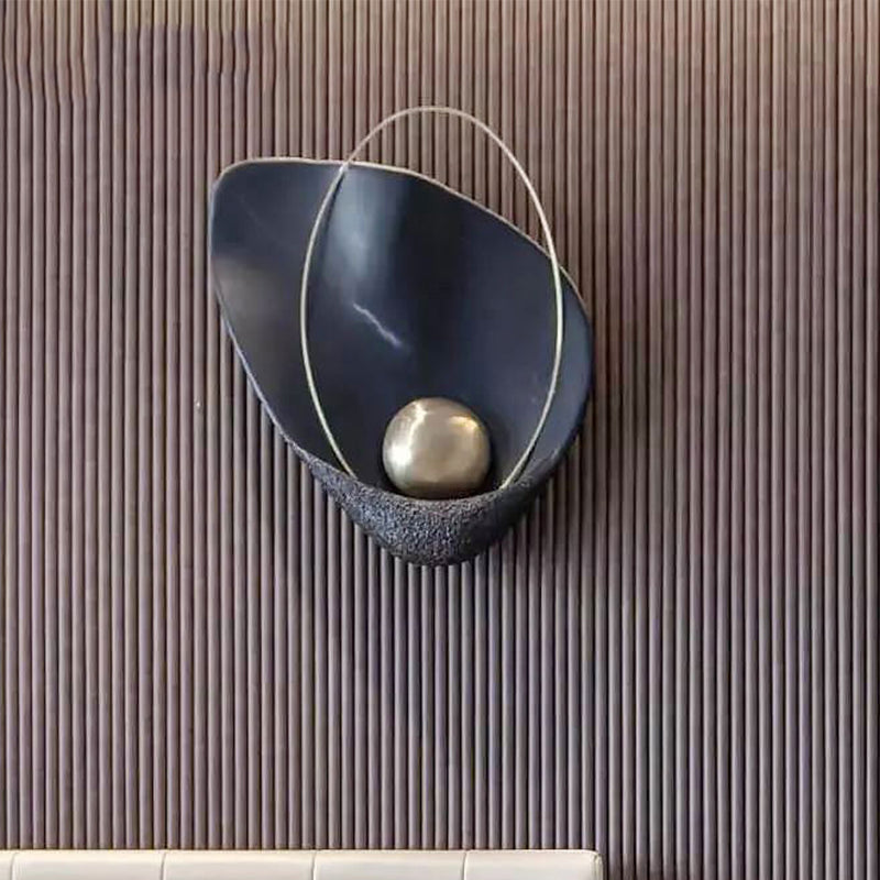 Modern Metal Led Wall Lamp: Resin Shell Shape Single Head White/Black Light Black