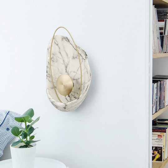 Modern Metal Led Wall Lamp: Resin Shell Shape Single Head White/Black Light White