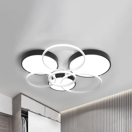 Modern Black Acrylic Ceiling Mounted Light For Living Room - Circular Close To Design With 3/5