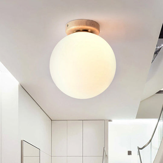 Frosted Glass Globe Ceiling Mount Light In White - Ideal For Modern Bathrooms / 6’