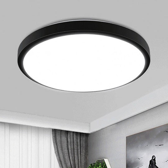 Contemporary Led Flush Mount Ceiling Light In Black With Acrylic Shade Warm/White 10.5 - 16’
