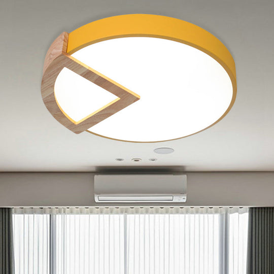 Wood Triangle Nordic Led Ceiling Lamp In 5 Colors (Warm/White) For Kindergarten