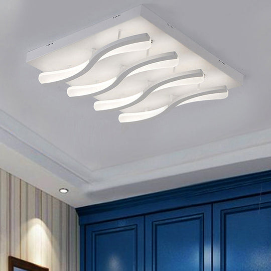 Modern Acrylic Led Flushmount Lighting - Wavy Design 21.5’/26’ Wide Ceiling Flush Light For