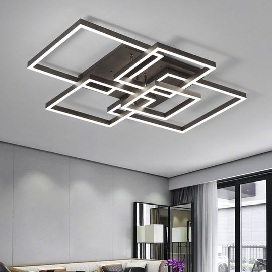 Modern Led Square Acrylic Ceiling Light - 39’/47’ Wide Brown Semi Flush Mount In Warm/White /