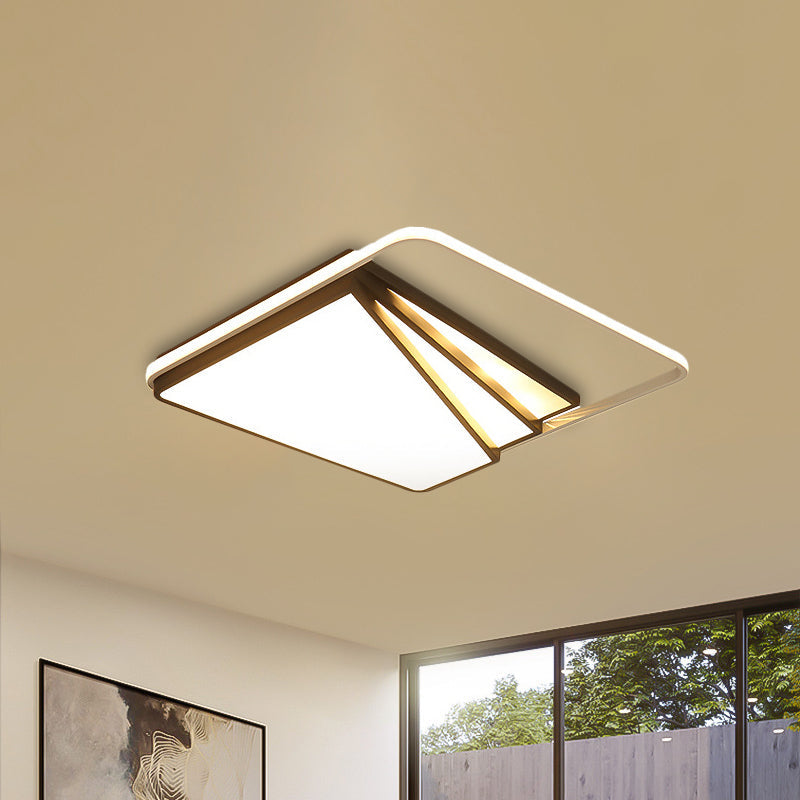 Modern Multi-Layer Flush Mount Ceiling Light - Metal Led Wide 18/23.5/35.5 Black Bedroom / 18 Square