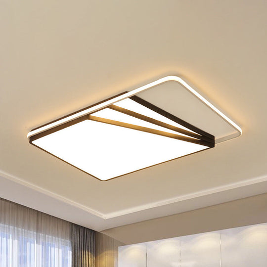 Modern Multi - Layer Flush Mount Ceiling Light - Metal Led Wide 18’/23.5’/35.5’ Black Bedroom