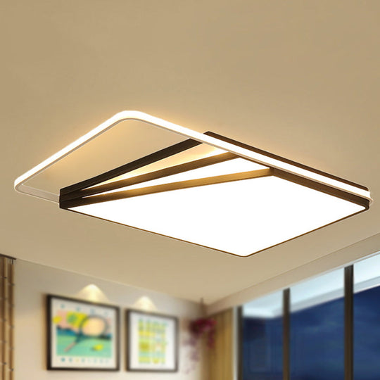 Modern Multi - Layer Flush Mount Ceiling Light - Metal Led Wide 18’/23.5’/35.5’ Black Bedroom