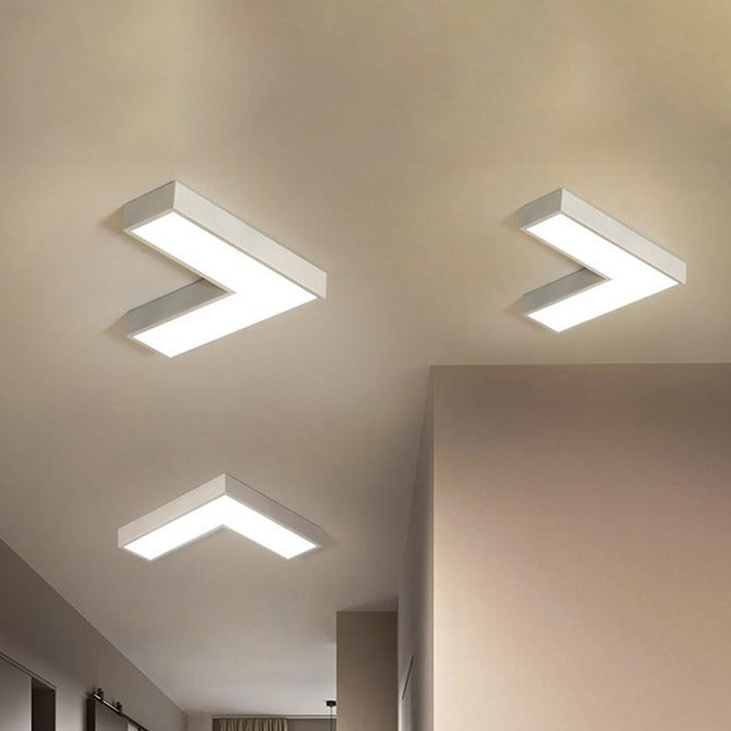 Modern Arrow Metal Flush Mount Led Ceiling Light - 10’/14’ Wide (White/Black) For Office With